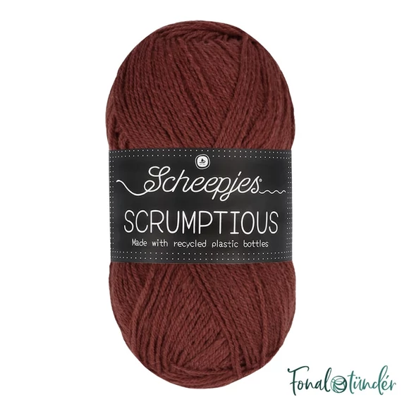 Scheepjes Scrumptious 367 Salted Caramel Brownie - sötétbarna öko akril fonal - recycled acrylic yarn blend