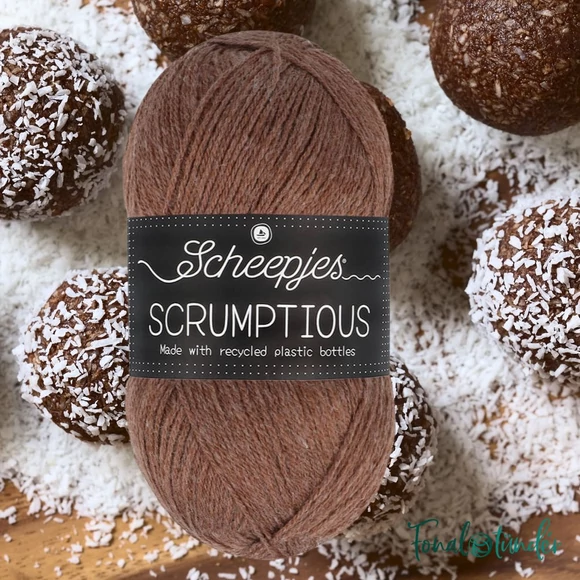 Scheepjes Scrumptious 362 Coconut Truffle - barna öko akril fonal - recycled brown acrylic yarn