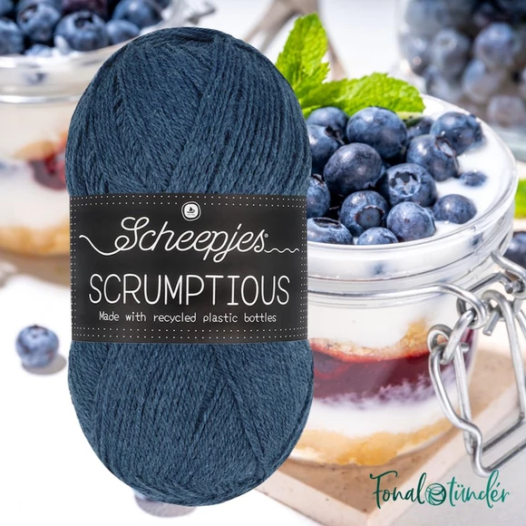 Scheepjes Scrumptious 370 Blueberry Parfait - hamvas kék öko akril fonal - recycled blue acrylic yarn blend