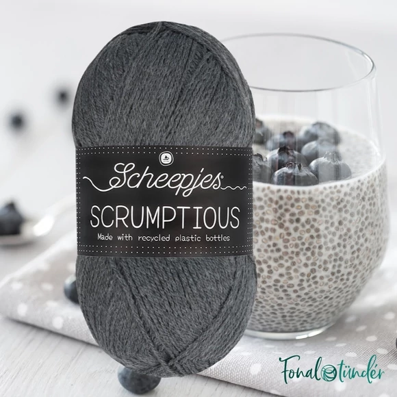 Scheepjes Scrumptious 372 Chia Seed Pudding - szürke öko akril fonal - recycled gray acrylic yarn blend