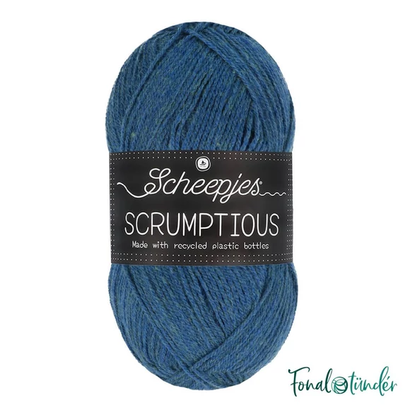 Scheepjes Scrumptious 374 Blueberry Basil Galette - hamvas zöldes kék öko akril fonal - recycled blue acrylic yarn blend