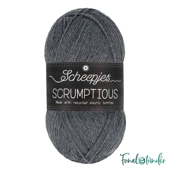 Scheepjes Scrumptious 380 Black Sesame Muffin - szürke öko akril fonal - recycled gray acrylic yarn blend