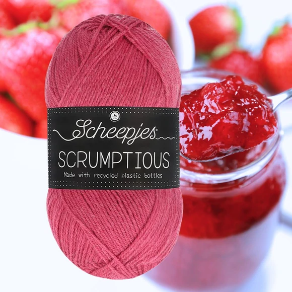 Scheepjes Scrumptious 382 Red Fruit Jam - piros öko akril fonal - recycled reddish acrylic yarn blend