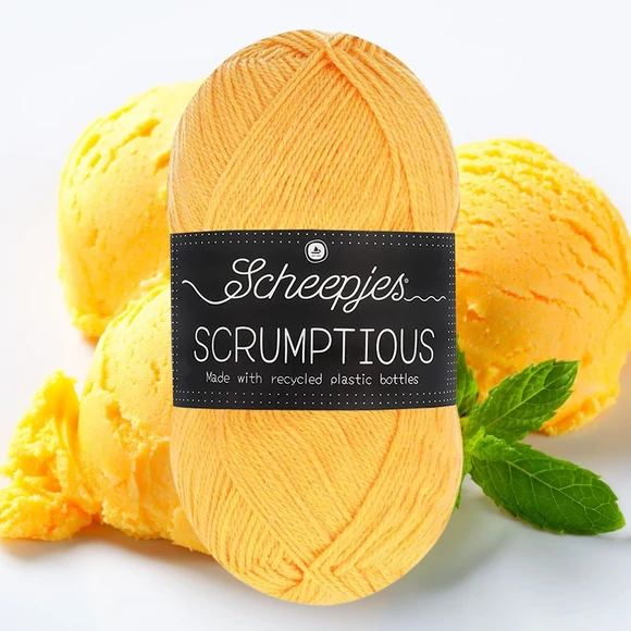 Scheepjes Scrumptious 384 Mandarin Sorbet - sárga öko akril fonal - recycled light orange acrylic yarn blend