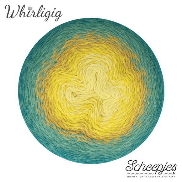 Scheepjes Whirligig 203 - Teal to Yellow - Türkiztől a Sárgáig - színátmenetes gyapjú fonal - wool yarn