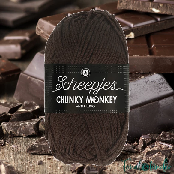 Scheepjes Chunky Monkey 1004 Chocolate - csokibarna akril fonal - brown acrylic yarn