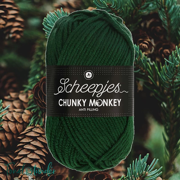 Scheepjes Chunky Monkey 1009 Pine - sötét fenyőzöld akril fonal - dark green acrylic yarn