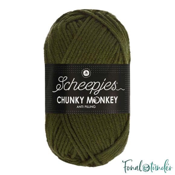 Scheepjes Chunky Monkey 1027 Moss Green - mohazöld akril fonal - warm-green acrylic yarn