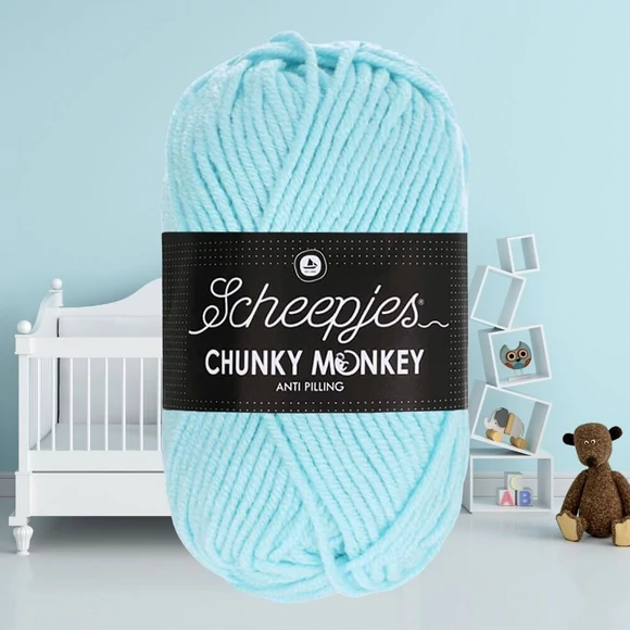 Scheepjes Chunky Monkey 1034 Baby Blue - világoskék akril fonal - acrylic yarn
