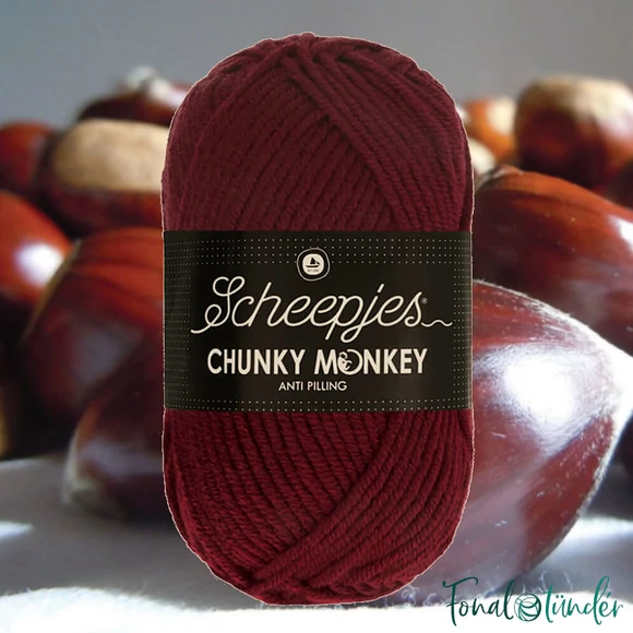 Scheepjes Chunky Monkey 1035 Maroon - mély gesztenyevörös akril fonal - red acrylic yarn