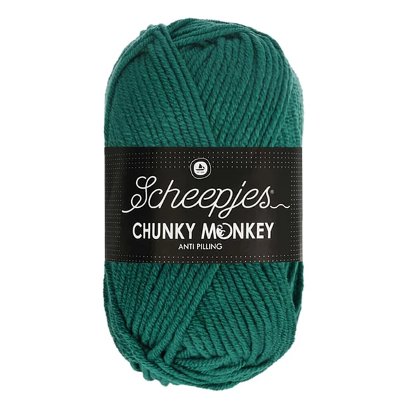 Scheepjes Chunky Monkey 1062 Evergreen - hideg zöld akril fonal - cool-green acrylic yarn