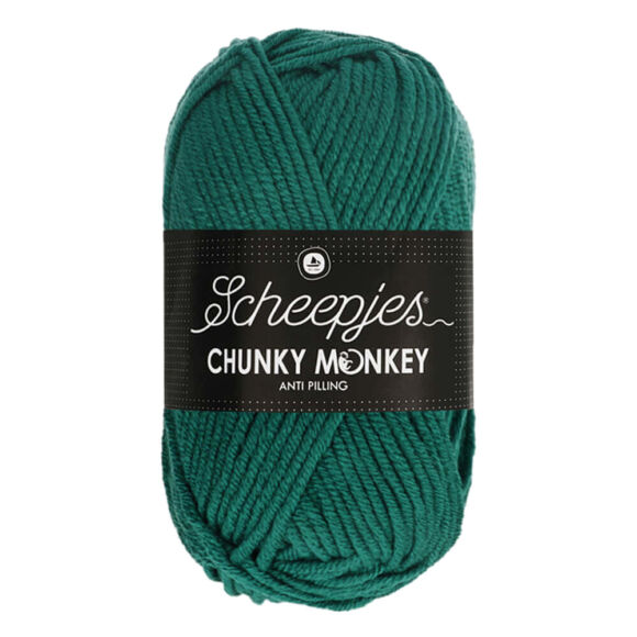 Scheepjes Chunky Monkey 1062 Evergreen - hideg zöld akril fonal - cool-green acrylic yarn