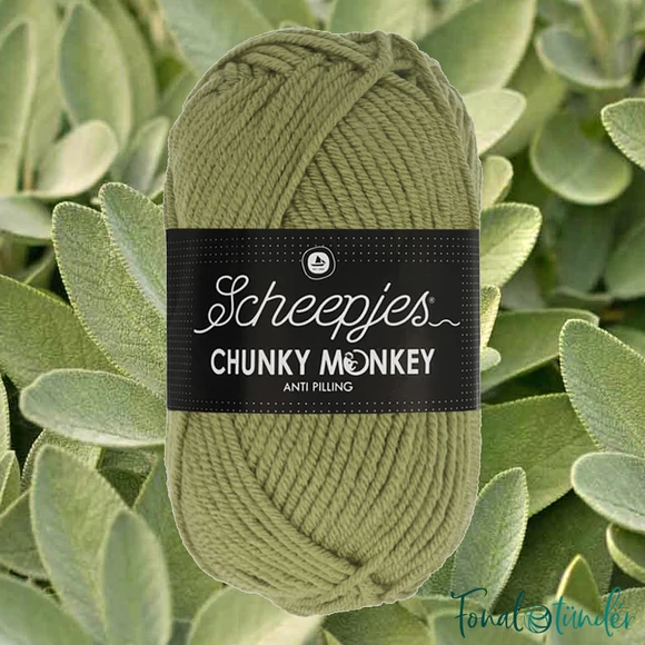 Scheepjes Chunky Monkey 1065 Sage - zsálya zöld akril fonal - warm-green acrylic yarn