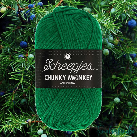 Scheepjes Chunky Monkey 1116 Uniper - élénk borókazöld akril fonal - vivid green acrylic yarn