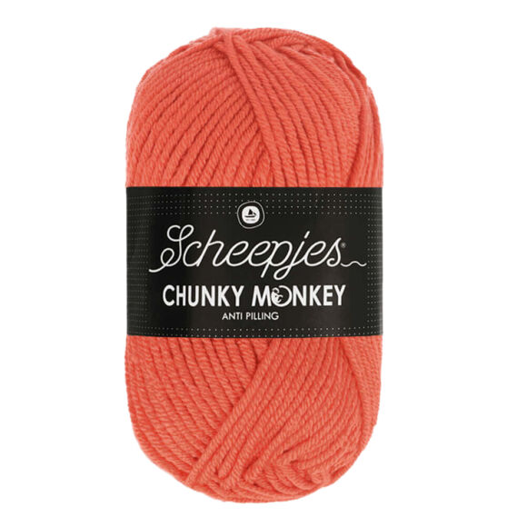 Scheepjes Chunky Monkey 1132 - korall piros akril fonal - red-orange acrylic yarn