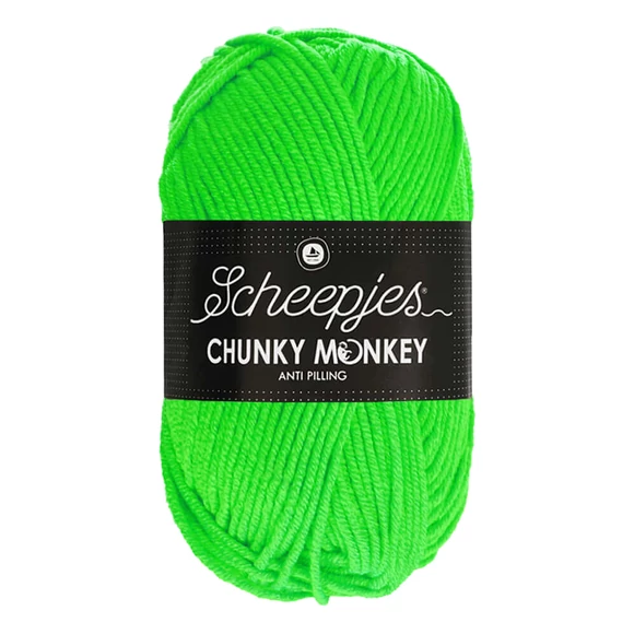 Scheepjes Chunky Monkey 1259 Neon Green - neon-zöld akril fonal - green acrylic yarn