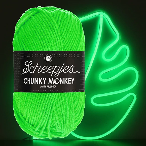 Scheepjes Chunky Monkey 1259 Neon Green - neon-zöld akril fonal - green acrylic yarn