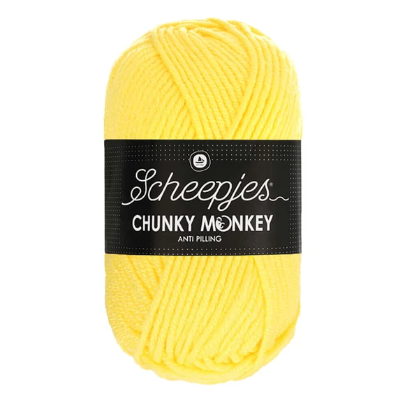 Scheepjes Chunky Monkey 1263 Lemon - citromsárga akril fonal - lemon-yellow acrylic yarn