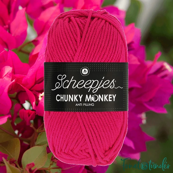Scheepjes Chunky Monkey 1435 Magenta - pirosas rózsaszín akril fonal - pink acrylic yarn