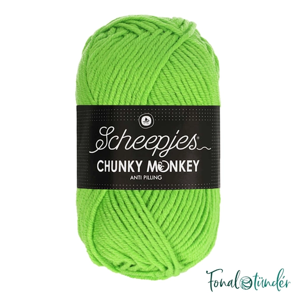 Scheepjes Chunky Monkey 1821 Lime - élénk zöld akril fonal - vivid green acrylic yarn