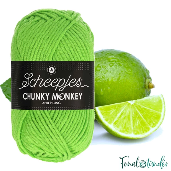 Scheepjes Chunky Monkey 1821 Lime - élénk zöld akril fonal - vivid green acrylic yarn