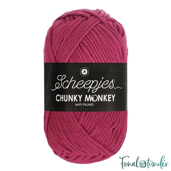Scheepjes Chunky Monkey 1827 Deep Fuchsia - sötét rózsaszín akril fonal - dark pink acrylic yarn