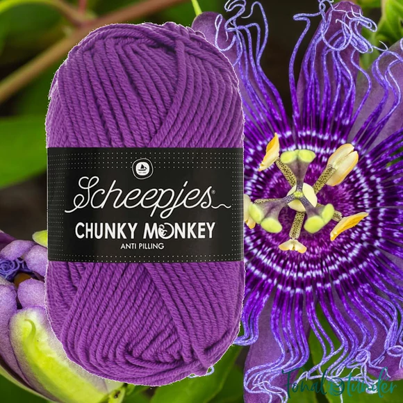 Scheepjes Chunky Monkey 2003 Passion Fruit - sötét élénk lila akril fonal - purple acrylic yarn
