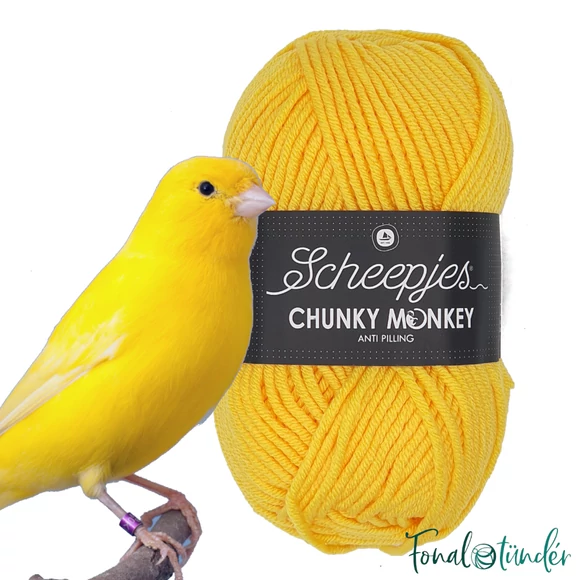 Scheepjes Chunky Monkey 2004 Canary - kanárisárga akril fonal - yellow acrylic yarn