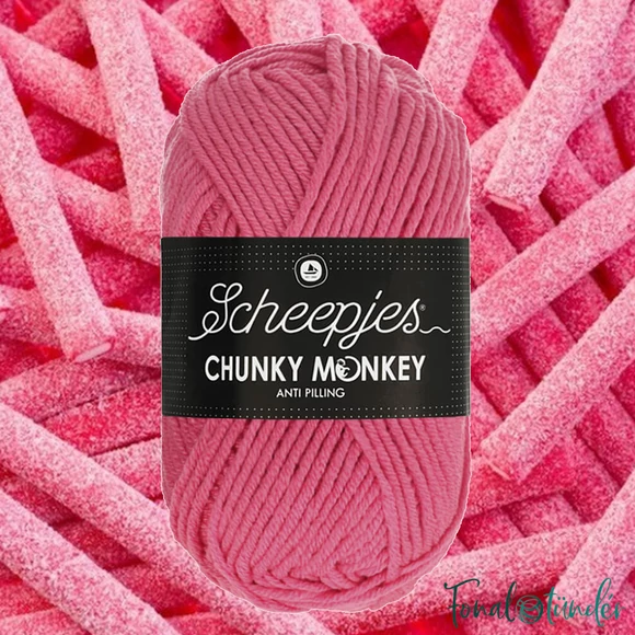 Scheepjes Chunky Monkey 2006 Bubblegum - rózsaszín akril fonal - pink acrylic yarn