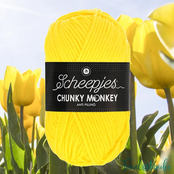 Scheepjes Chunky Monkey 2008 Yellow - élénk citromsárga akril fonal - yellow acrylic yarn
