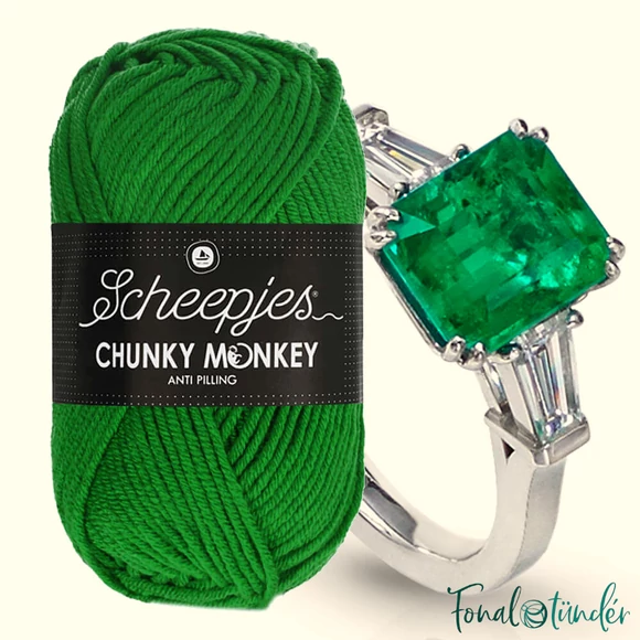Scheepjes Chunky Monkey 2014 Emerald - smaragd zöld akril fonal - green acrylic yarn