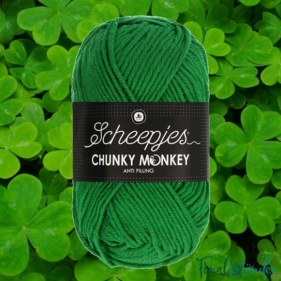 Scheepjes Chunky Monkey 1826 Shamrock - élénk fűzöld akril fonal - vivid green acrylic yarn