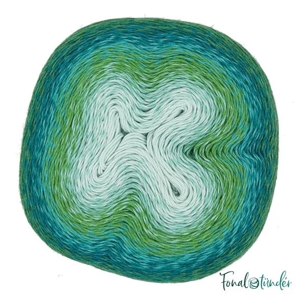 Scheepjes Woolly Whirl 475 - Melting Mint Centre - pamut-gyapjú fonal - yarn cake