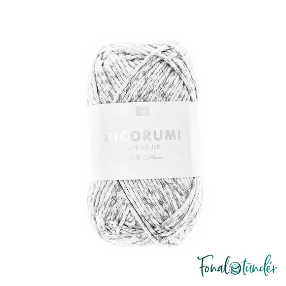 Ricorumi Spray 004 Patina - szürke-fehér pamut fonal - gray-white cotton yarn