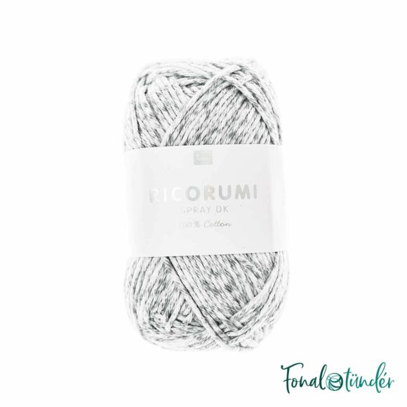 Ricorumi Spray 004 Patina - szürke-fehér pamut fonal - gray-white cotton yarn