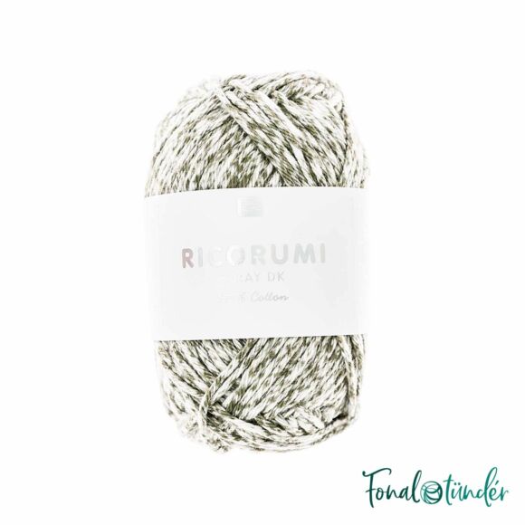Ricorumi Spray 007 Oliv - oliva barna - fehér pamut fonal - brown-white cotton yarn