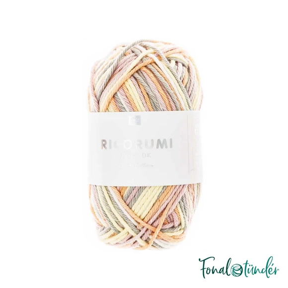 Ricorumi Print 001 Pink-Yellow - rózsaszín-sárga pamut fonal - cotton yarn