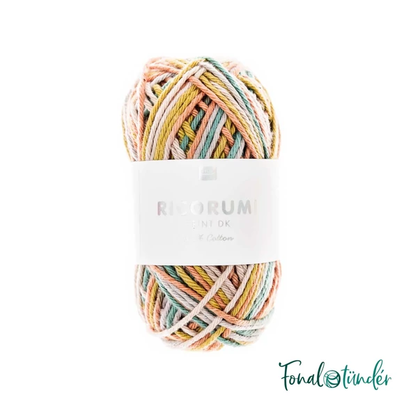 Ricorumi Print 004 Multicolor - zöld-sárga pamut fonal - cotton yarn
