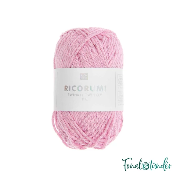 Ricorumi Twinkly Twinkly 008 Pink - rózsaszín csillogó pamut fonal - cotton yarn
