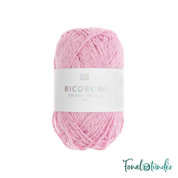 Ricorumi Twinkly Twinkly 008 Pink - rózsaszín csillogó pamut fonal - cotton yarn