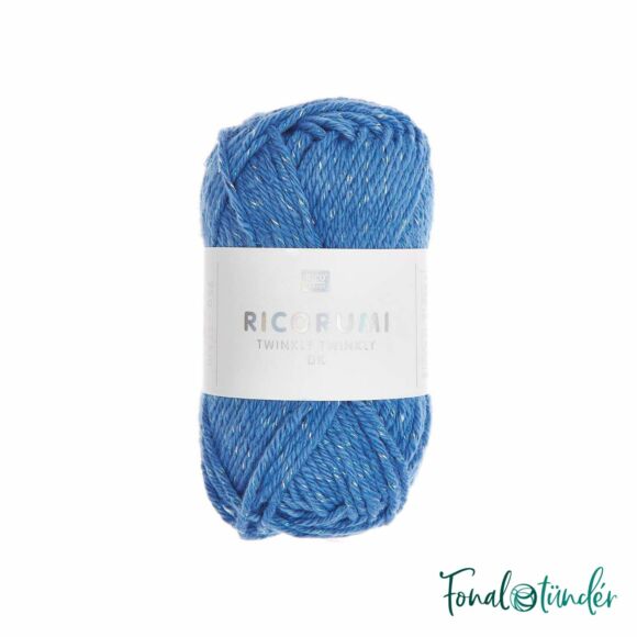 Ricorumi Twinkly Twinkly 013 Blue - kék csillogó pamut fonal - cotton yarn