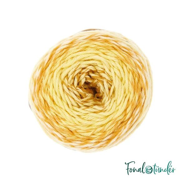 Ricorumi Spin Spin 002 Yellow - sárga színátmenetes pamut fonal - gradient cotton yarn