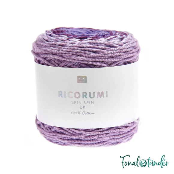 Ricorumi Spin Spin 008 Purple - lila színátmenetes pamut fonal - gradient cotton yarn