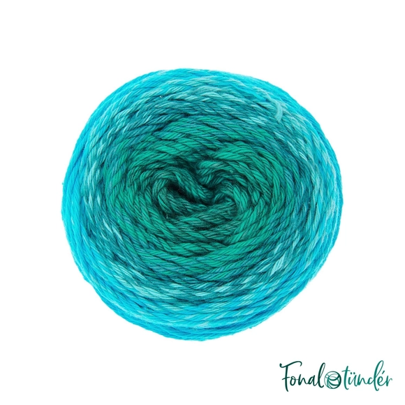 Ricorumi Spin Spin 009 Turquoise - türkiz színátmenetes pamut fonal - gradient cotton yarn