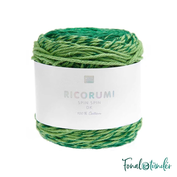 Ricorumi Spin Spin 013 Green - zöld színátmenetes pamut fonal - gradient cotton yarn