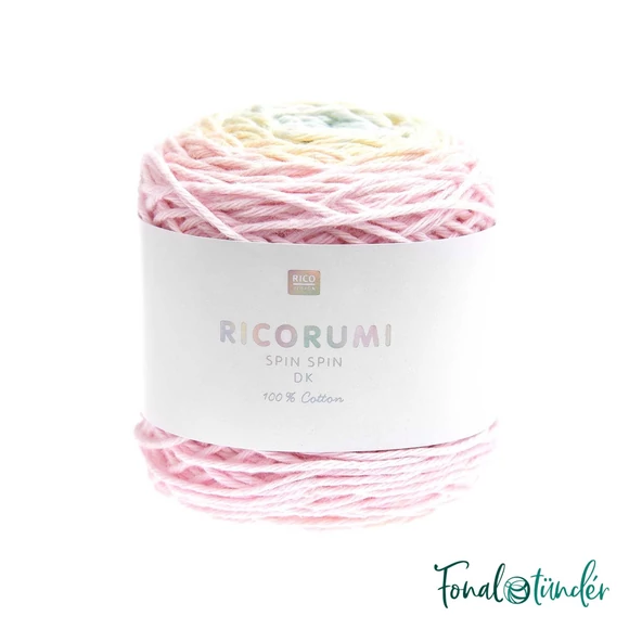 Ricorumi Spin Spin 017 Pastel Rainbow - színátmenetes pamut fonal - gradient cotton yarn