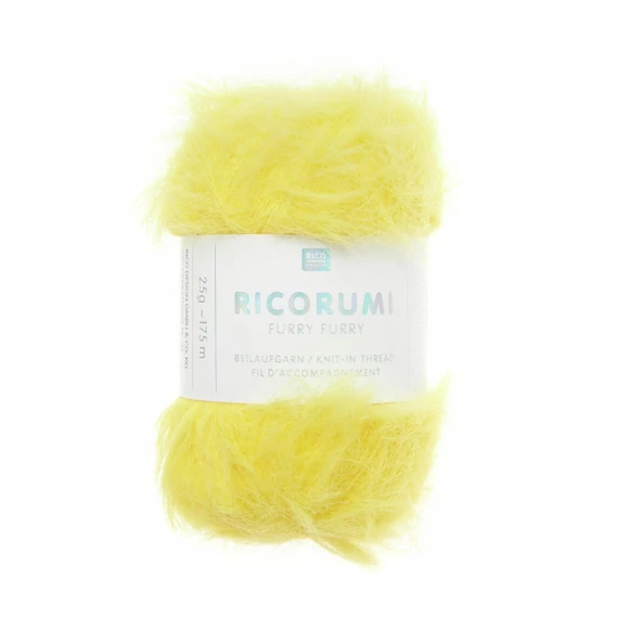 Ricorumi Furry Furry 003 Yellow - faux fur carry-along yarn - sárga szőrös kísérőfonal