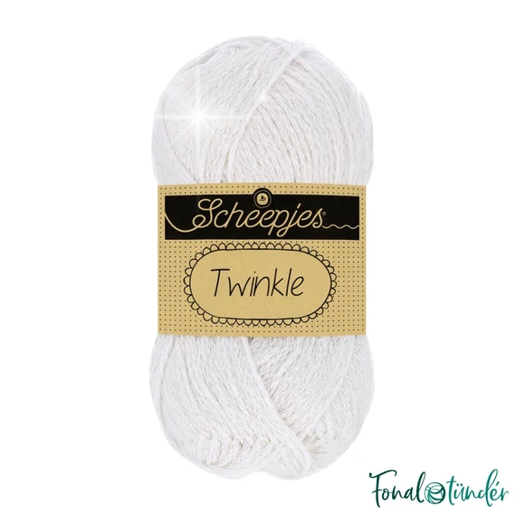 Scheepjes Twinkle 901 - csillogó fehér pamut fonal - glittering white cotton yarn