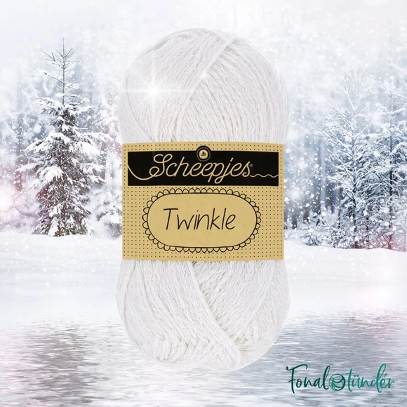 Scheepjes Twinkle 901 - csillogó fehér pamut fonal - glittering white cotton yarn