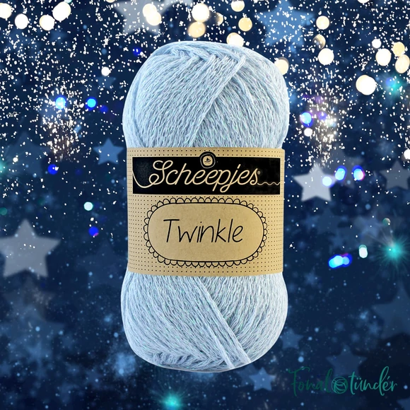 Scheepjes Twinkle 907 - csillogó kék pamut fonal - glittering blue cotton yarn